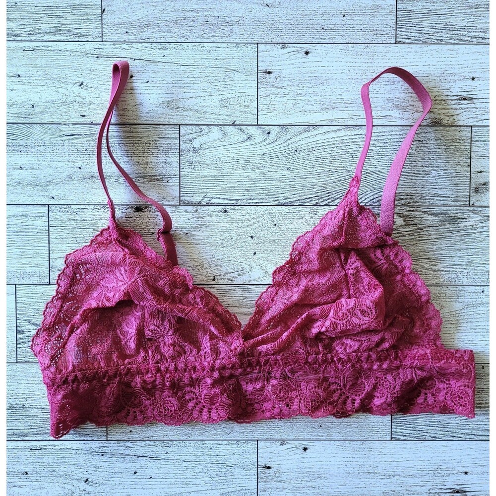 Cosabella Sweet Treats M Sugar Beets Pink Floral Lace Bralette Medium Bra NEW
